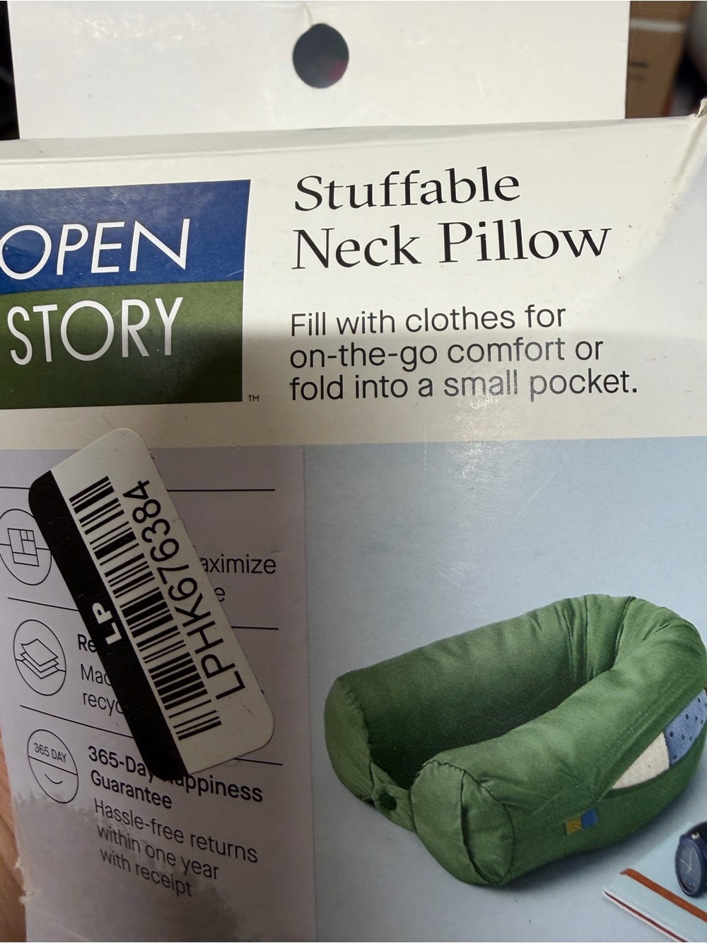 Open Story Stuffable Neck Pillow - Green